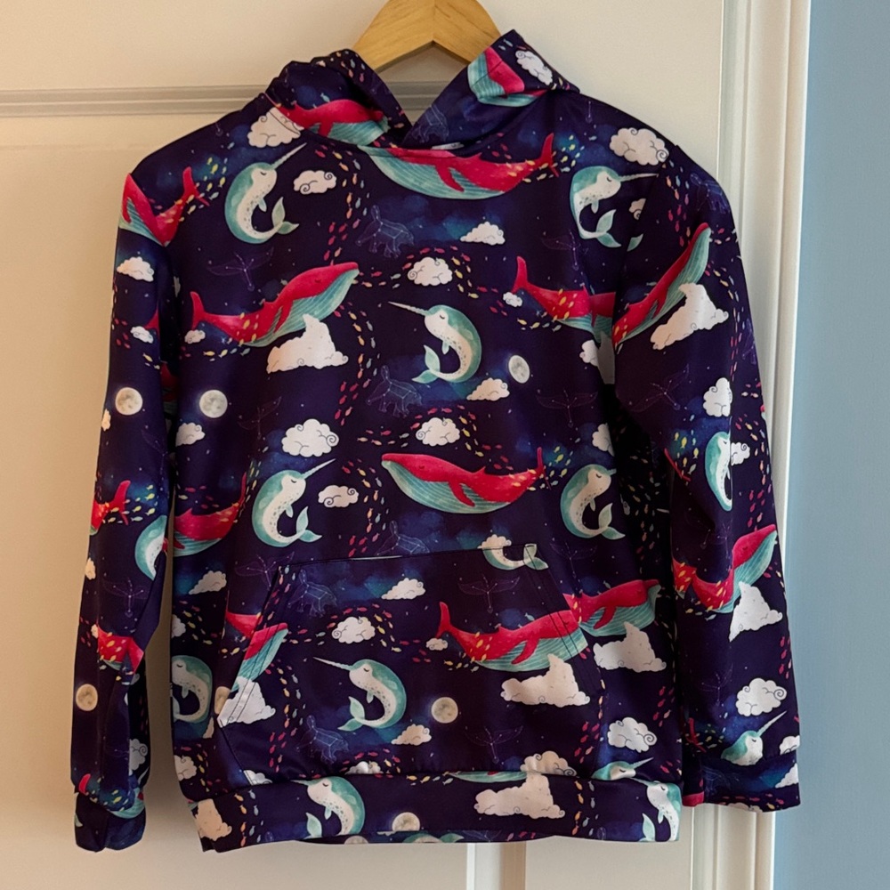 Kids' Whale Print Hoodie - Purple